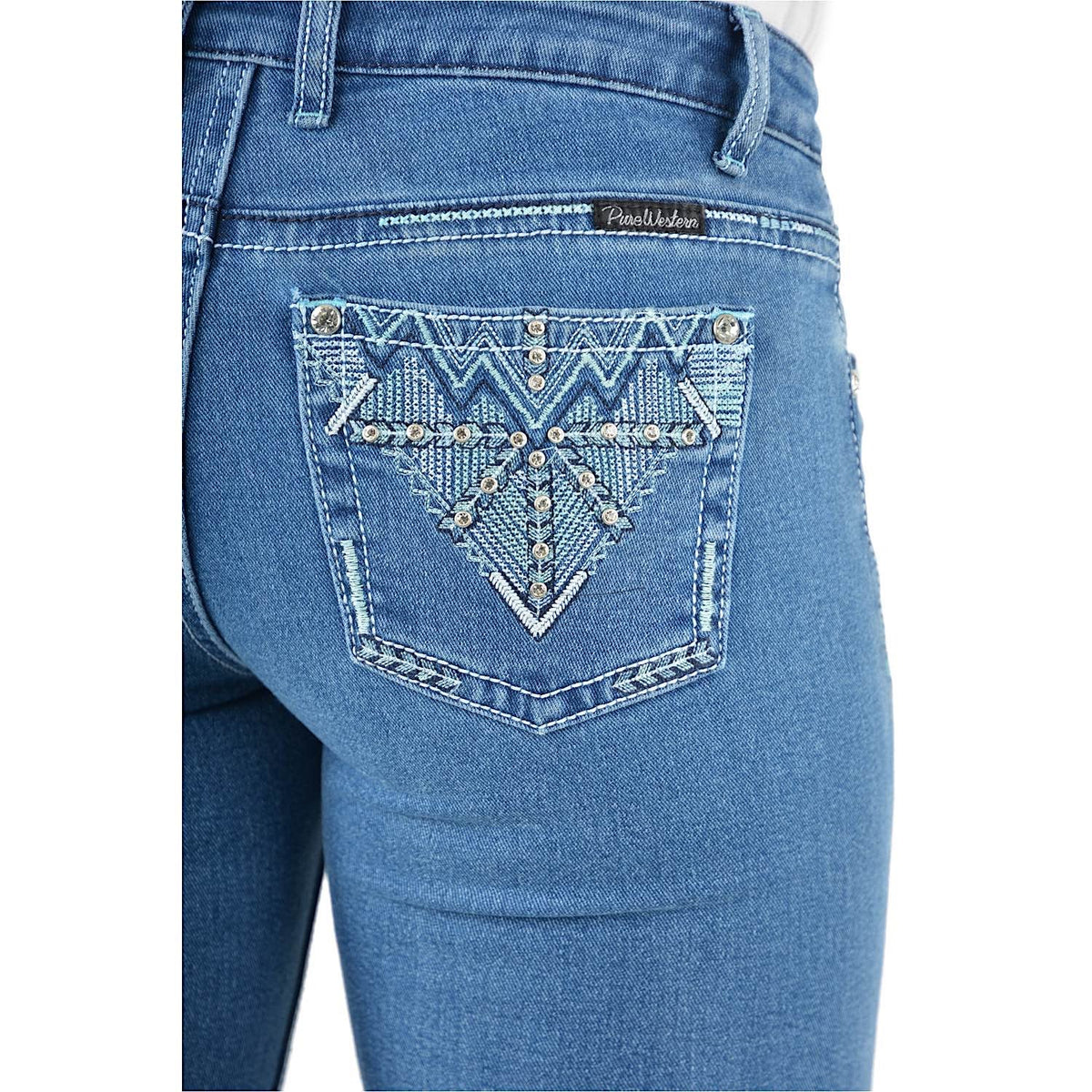 Pure Western Women’s Ziggy Boot Cut 34’’ Leg Jean Retro Blue