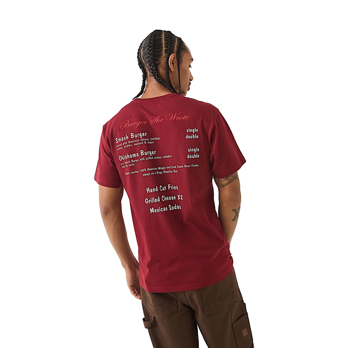 Brixton Men's Burger She Wrote Pocket Tee - Burgundy