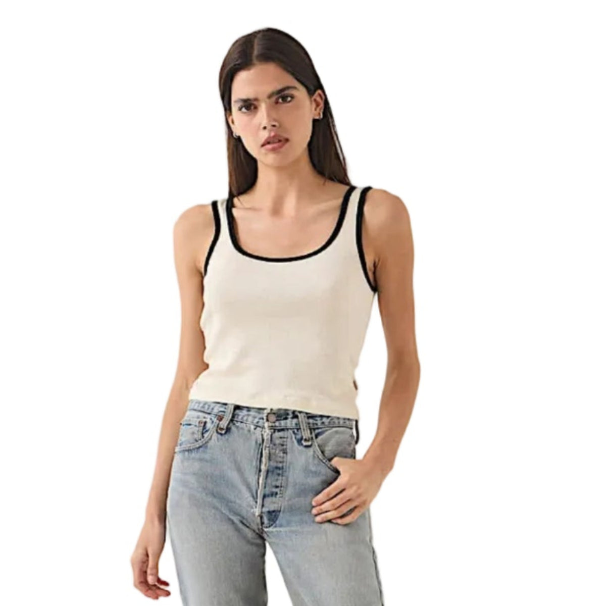 Brixton Women's Ringer Organic A-Tank - Off White/ Black