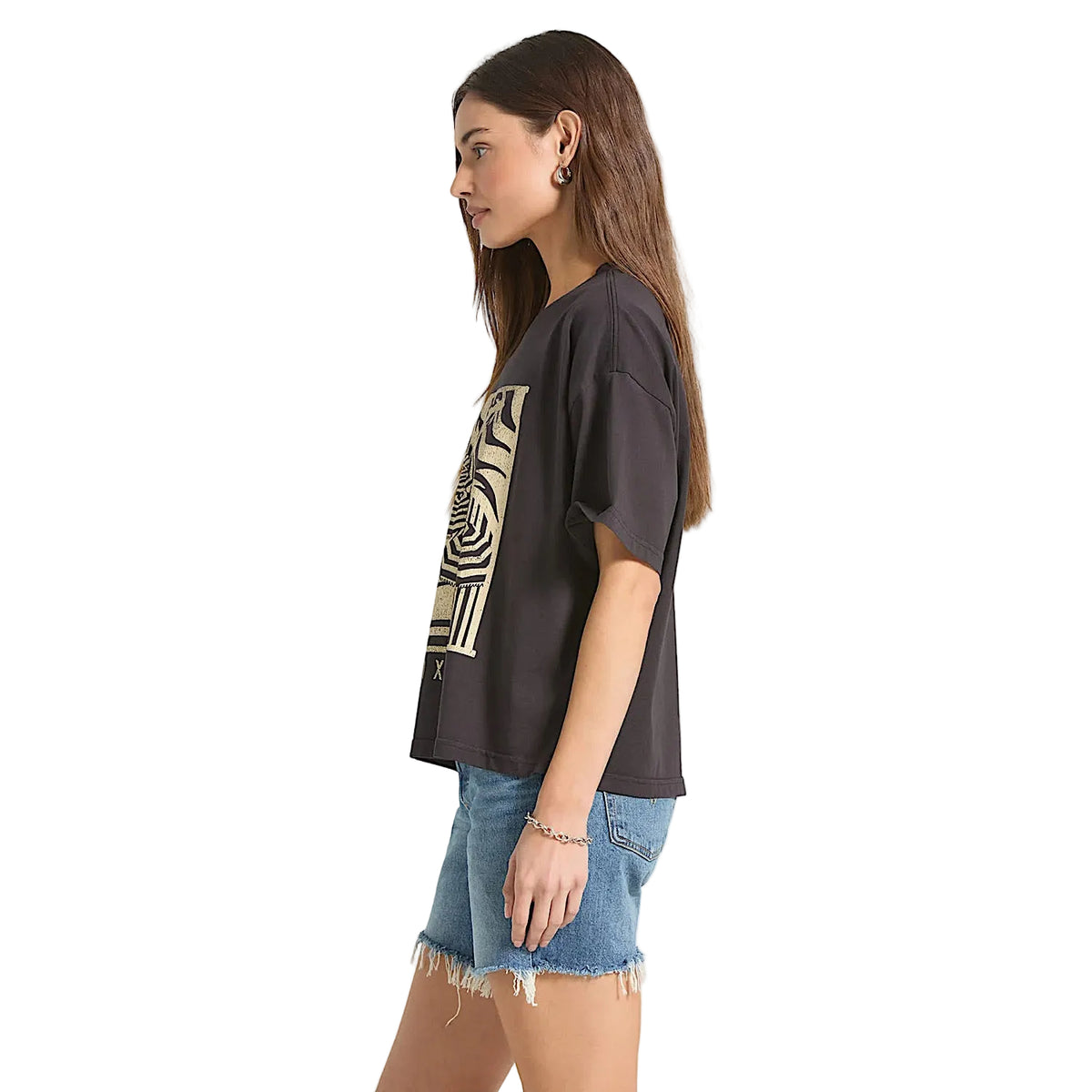 Brixton Women's Poolside Box Crew T-Shirt - Washed Black