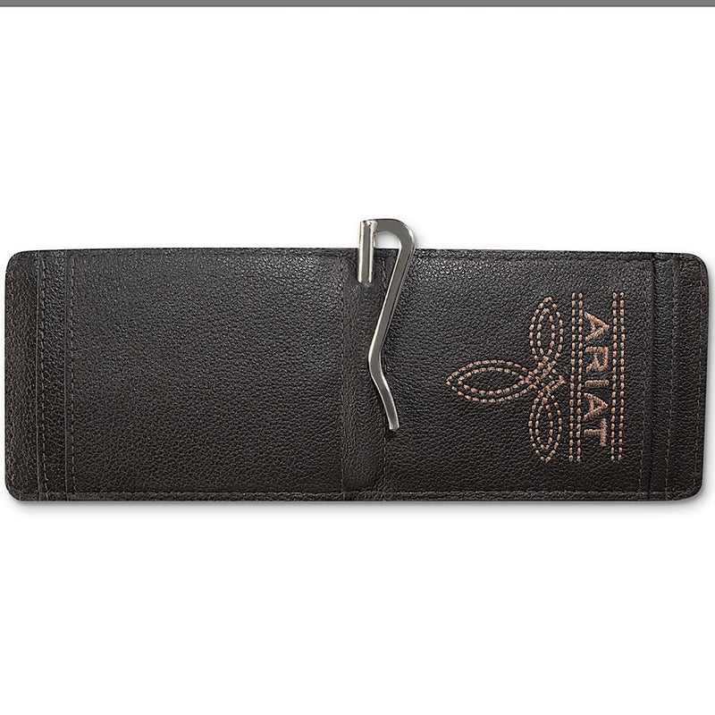 Ariat Men’s Money Clip Ariat Shield Embossed - Medium Brown