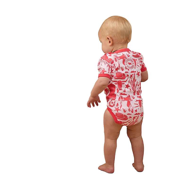 Ringers Western Babies Boot Scootin SS Romper - Barely Pink