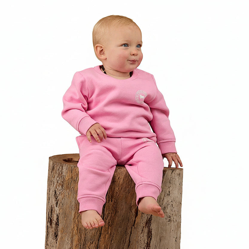 Ringers Western Babies Mini Ringer Signature Bull Fleece Pullover - Pink/White