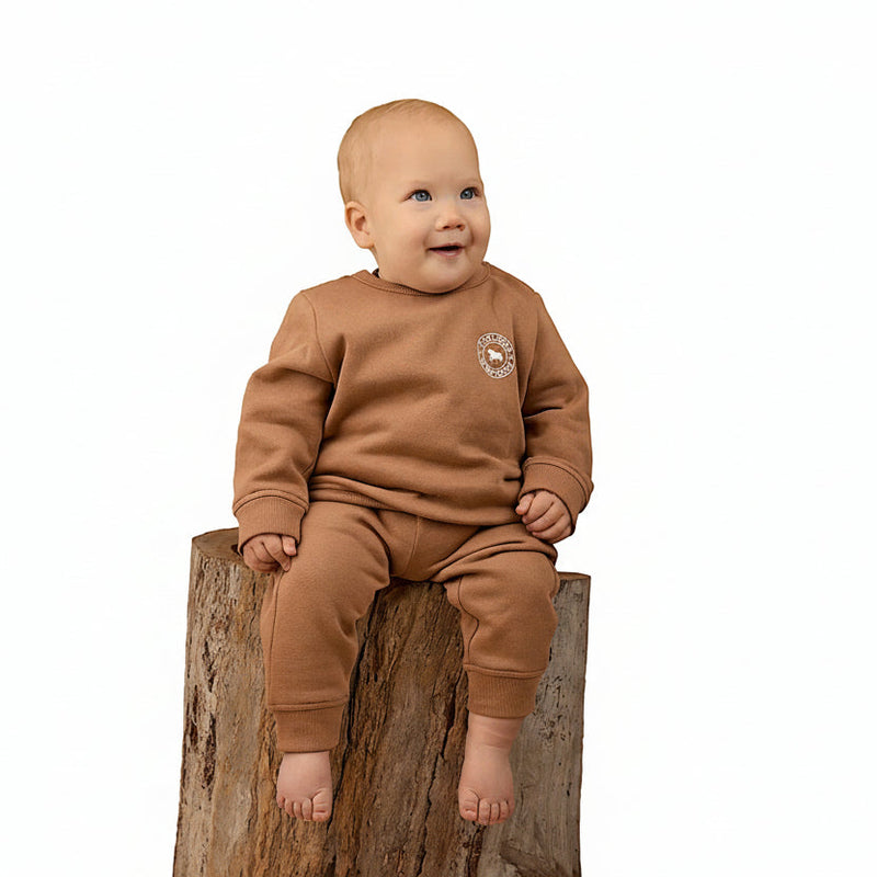 Ringers Western Babies Mini Ringer Signature Bull Fleece Pullover - Clay/White