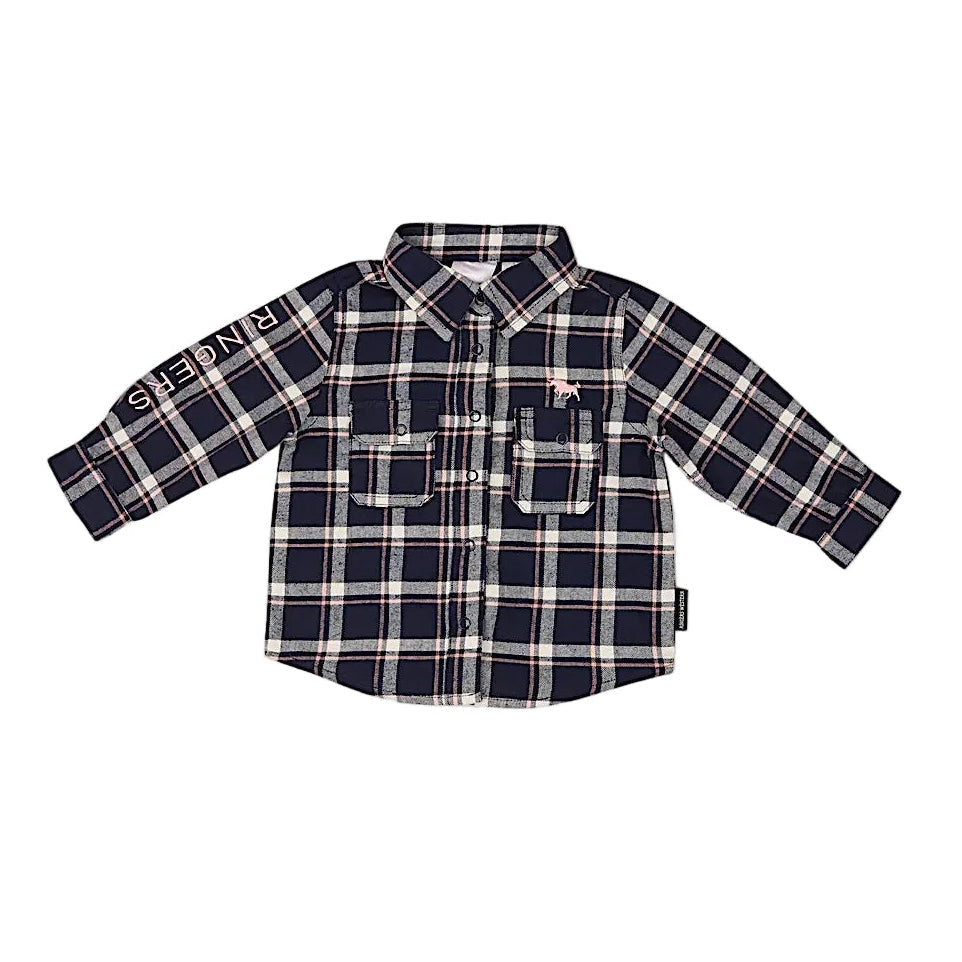 Ringers Western Babies Rory Flannel Shirt - Navy/Pink Print
