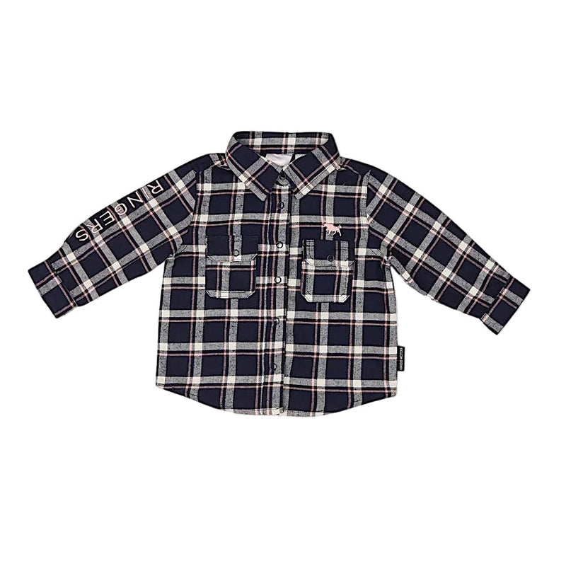 Ringers Western Babies Rory Flannel Shirt - Navy/Pink Print