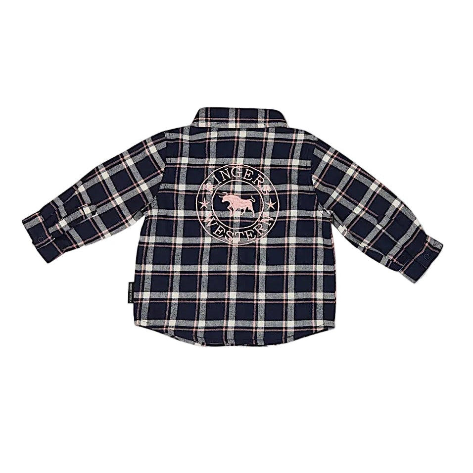Ringers Western Babies Rory Flannel Shirt - Navy/Pink Print