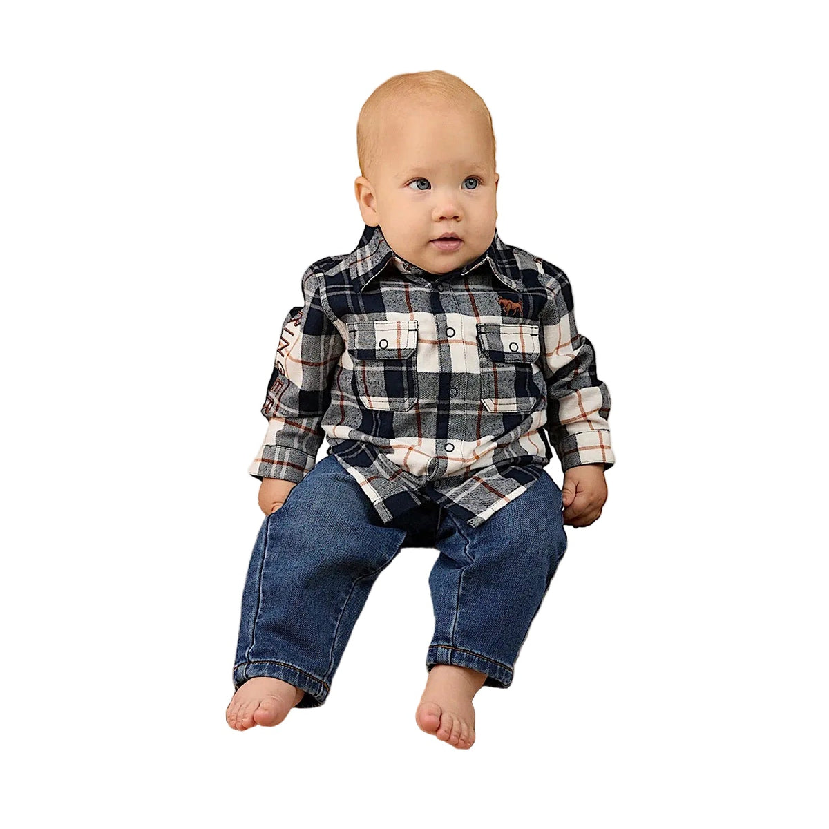Ringers Western Babies Rory Flannel Shirt - Navy/Tabacco