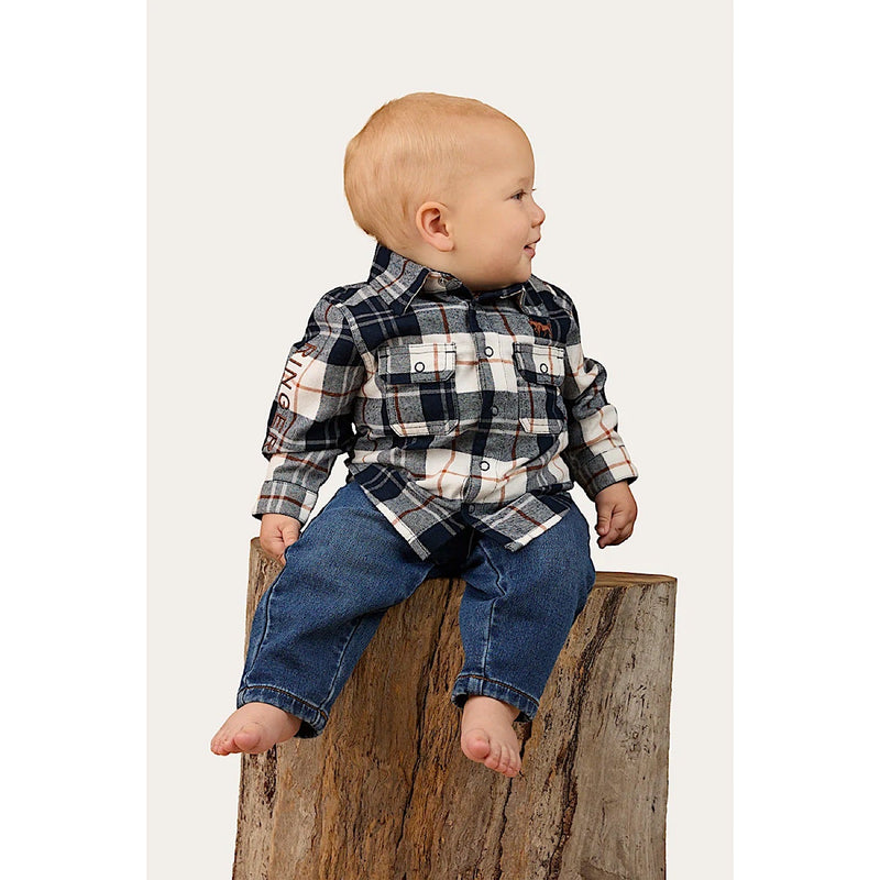 Ringers Western Babies Rory Flannel Shirt - Navy/Tabacco