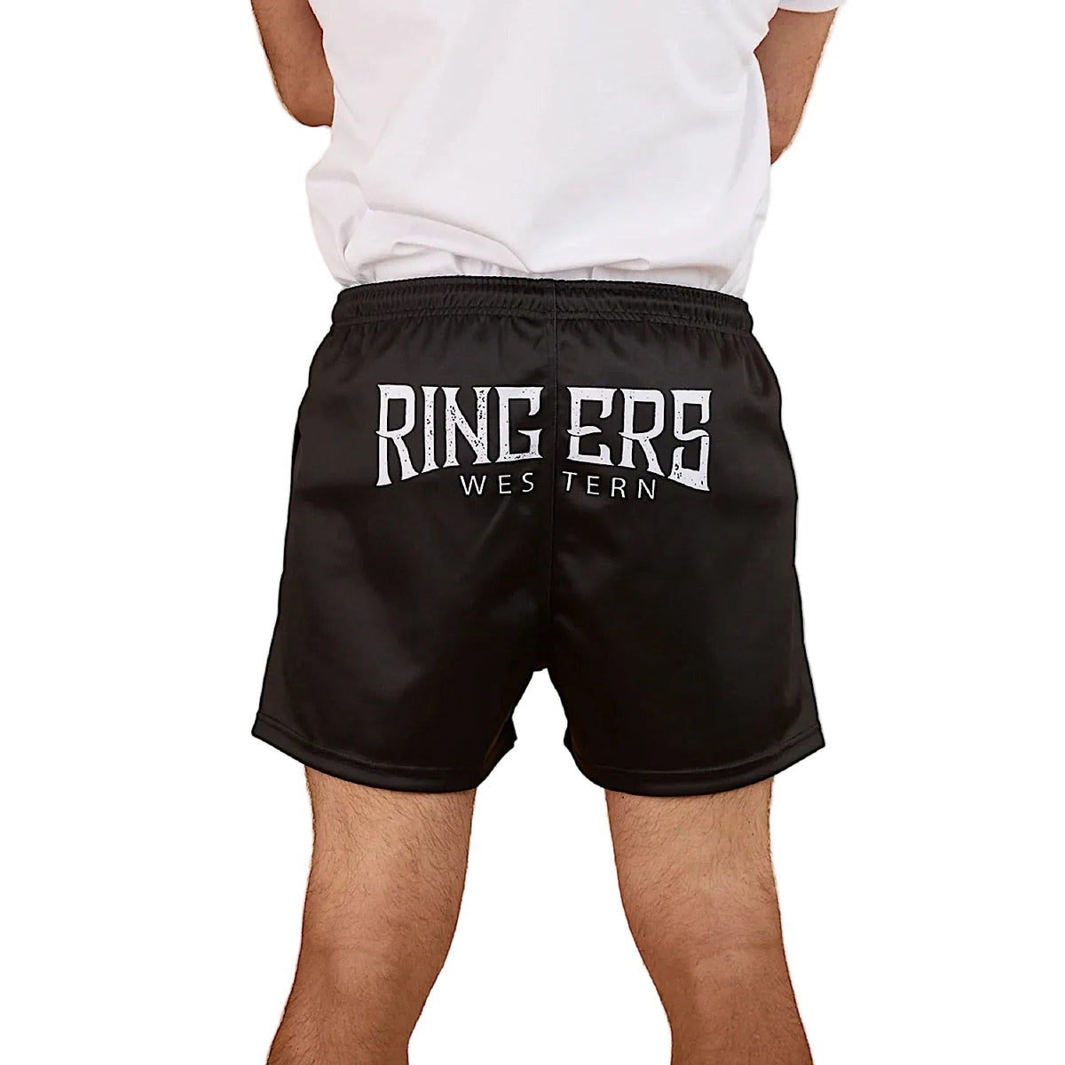 Ringers Western Big Ringers Footy Short - Black with White Print