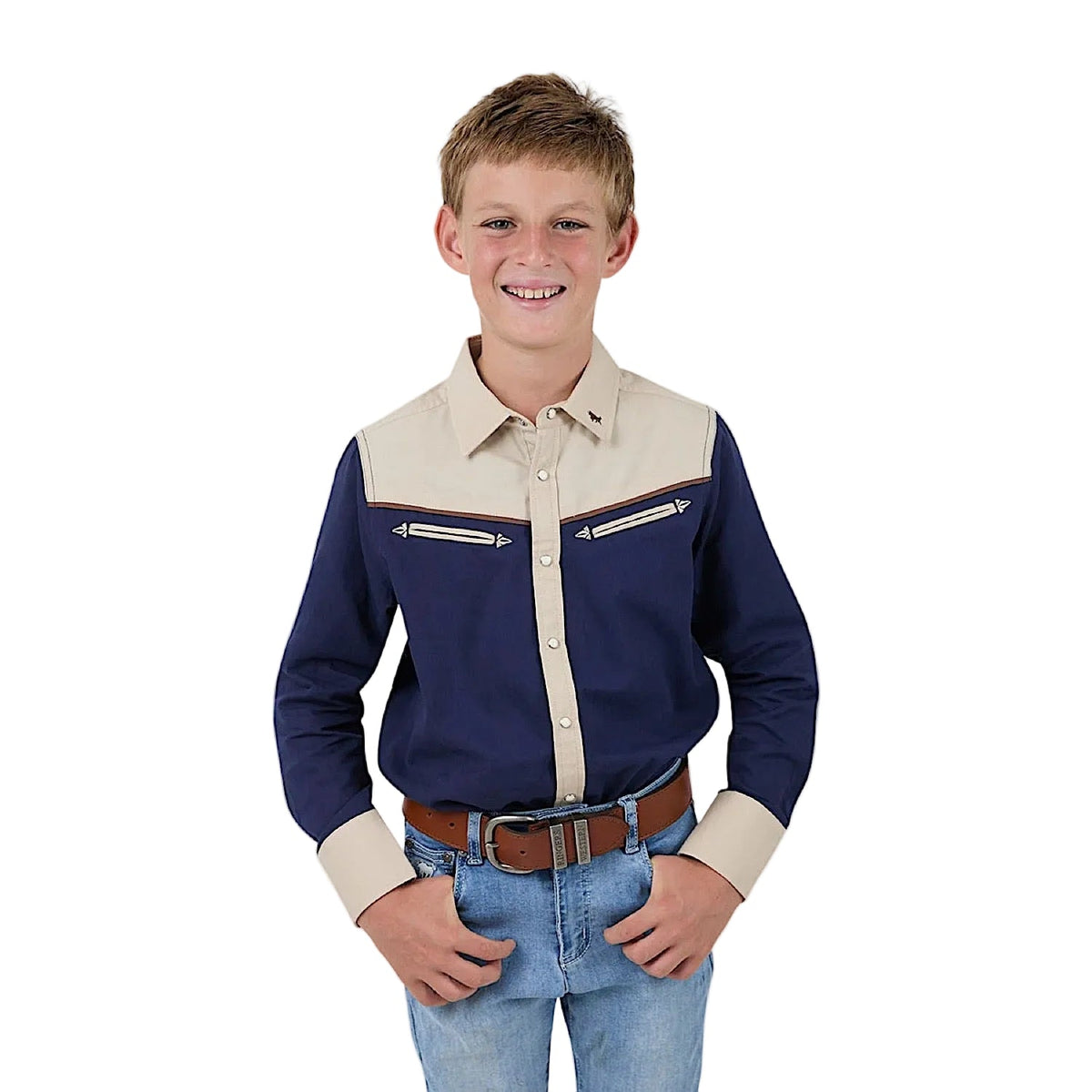 Ringers Western Kid’s Alamar Western Shirt - Navy