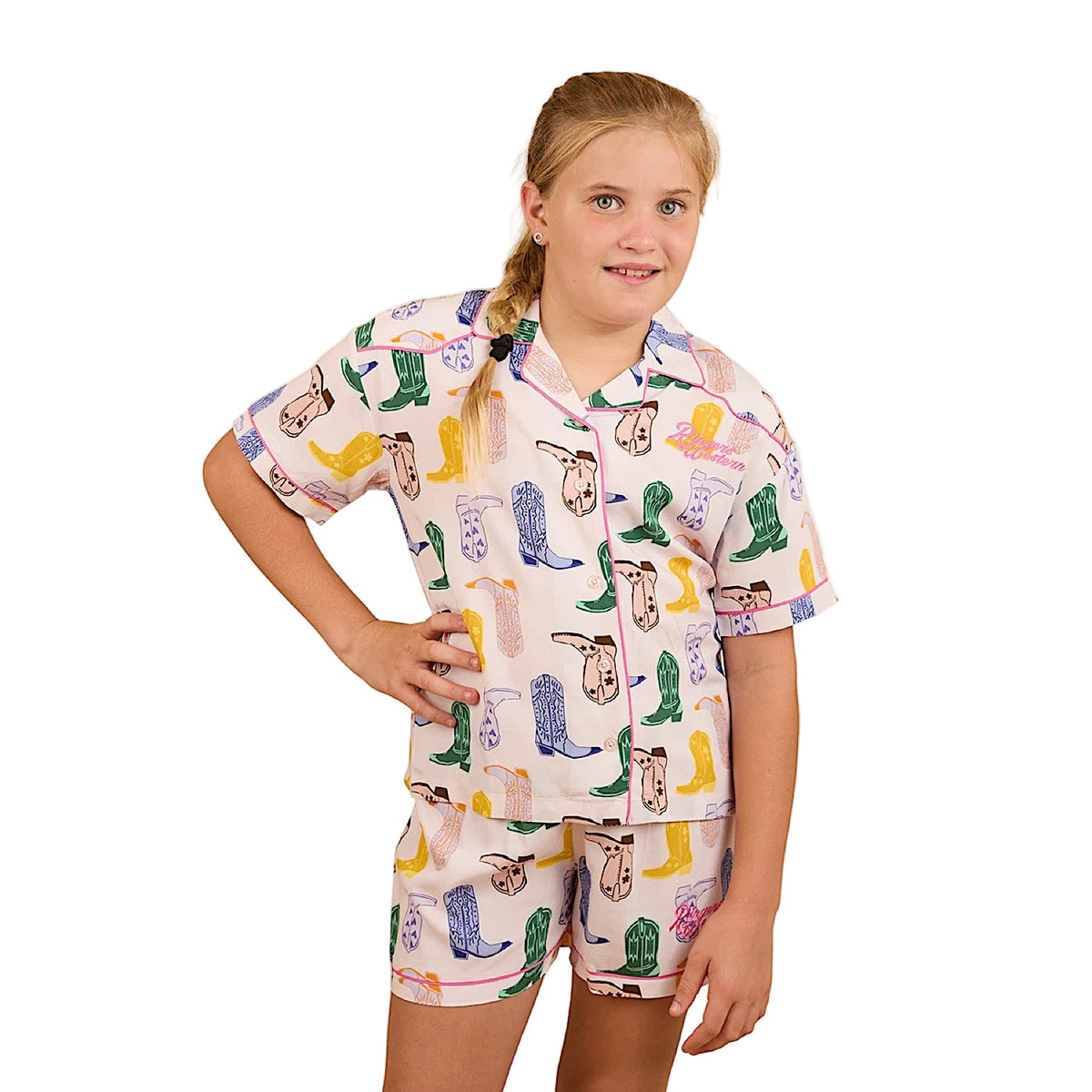 Ringers Western Kid’s Bianca Short Pyjama Set - Barely Pink