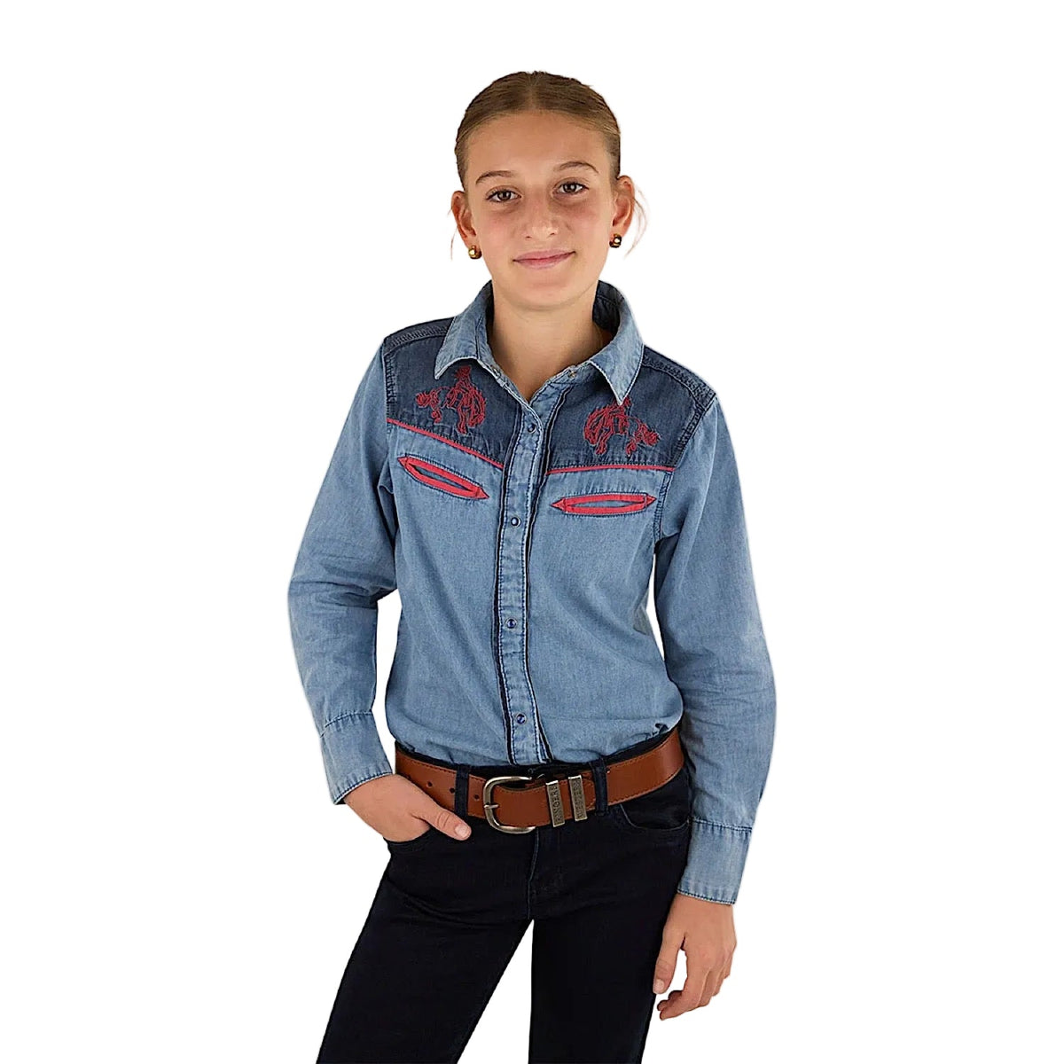 Ringers Western Kid’s Cindy Western Shirt - Light Wash Blue