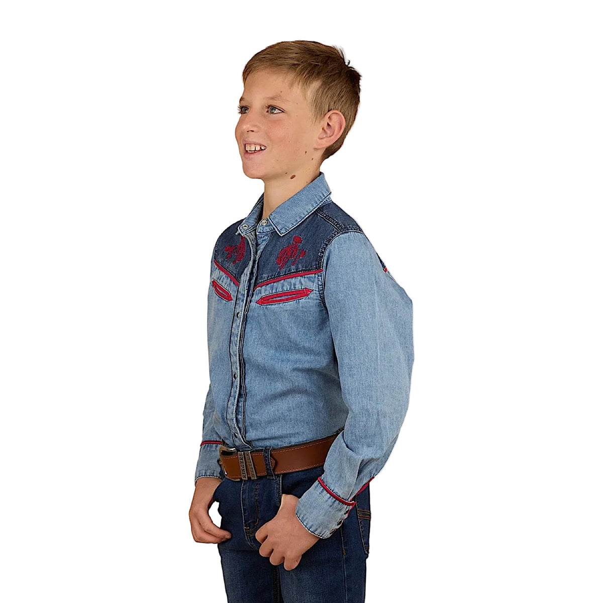 Ringers Western Kid’s Cindy Western Shirt - Light Wash Blue