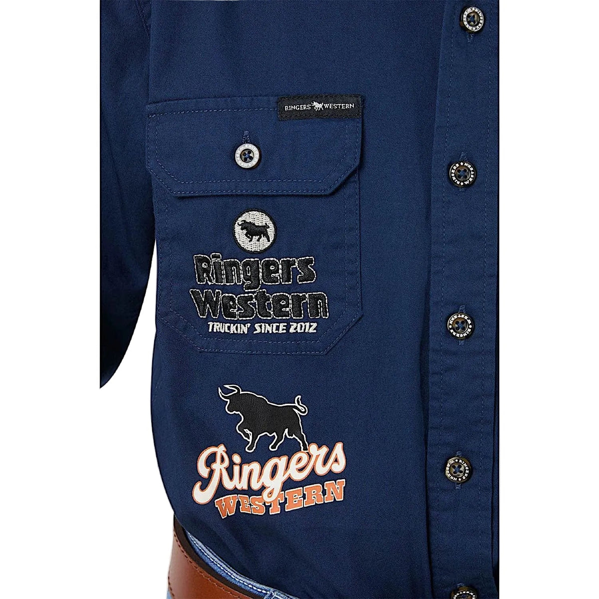 Ringers Western Kid’s Freehand Full Button Work Shirt - Navy