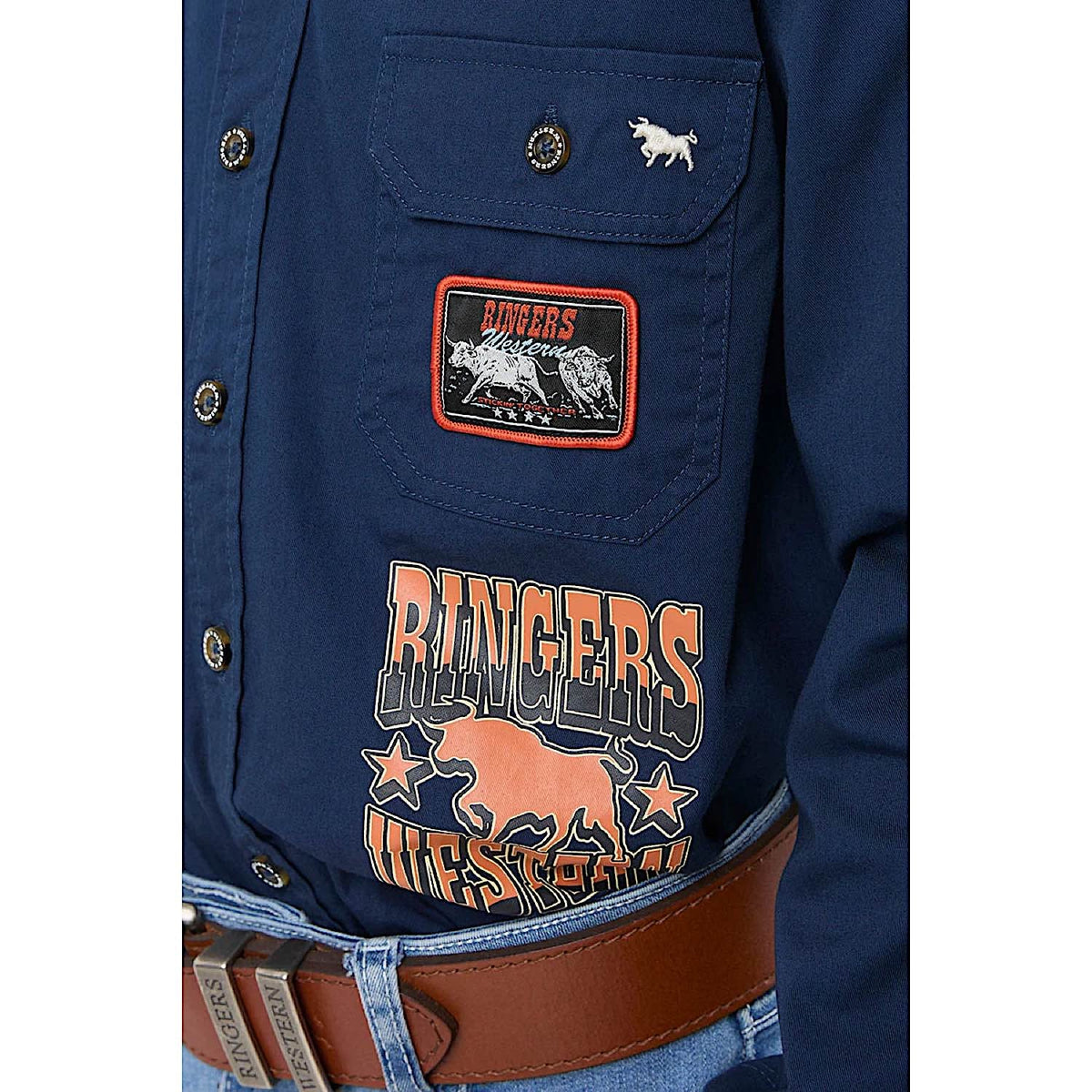 Ringers Western Kid’s Freehand Full Button Work Shirt - Navy