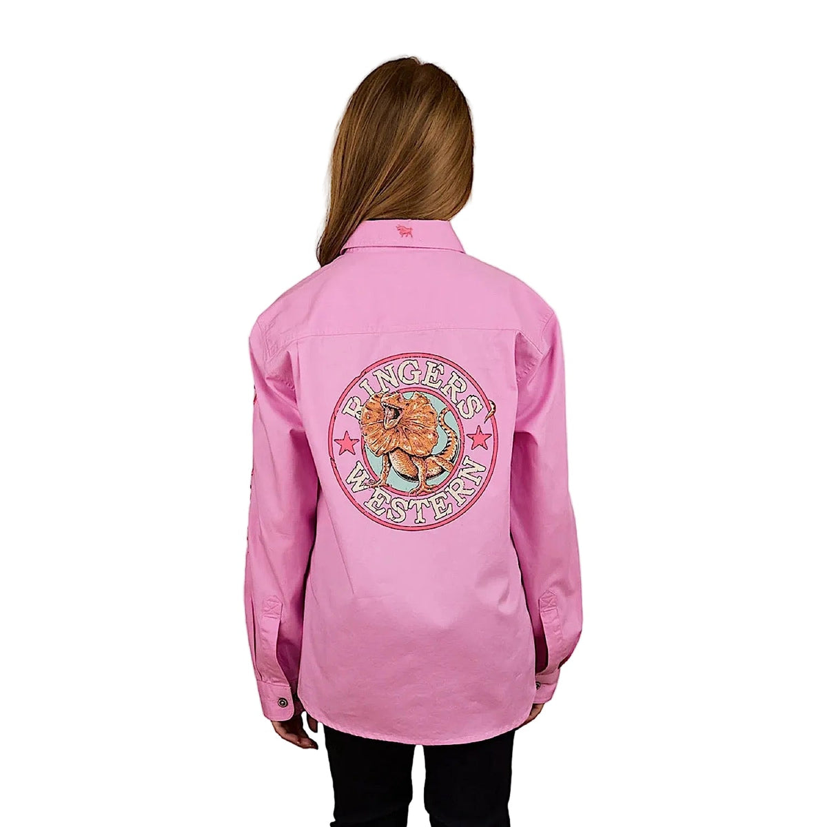 Ringers Western Kid’s Jackaroo Full Button Printed Work Shirt - Pastel Pink