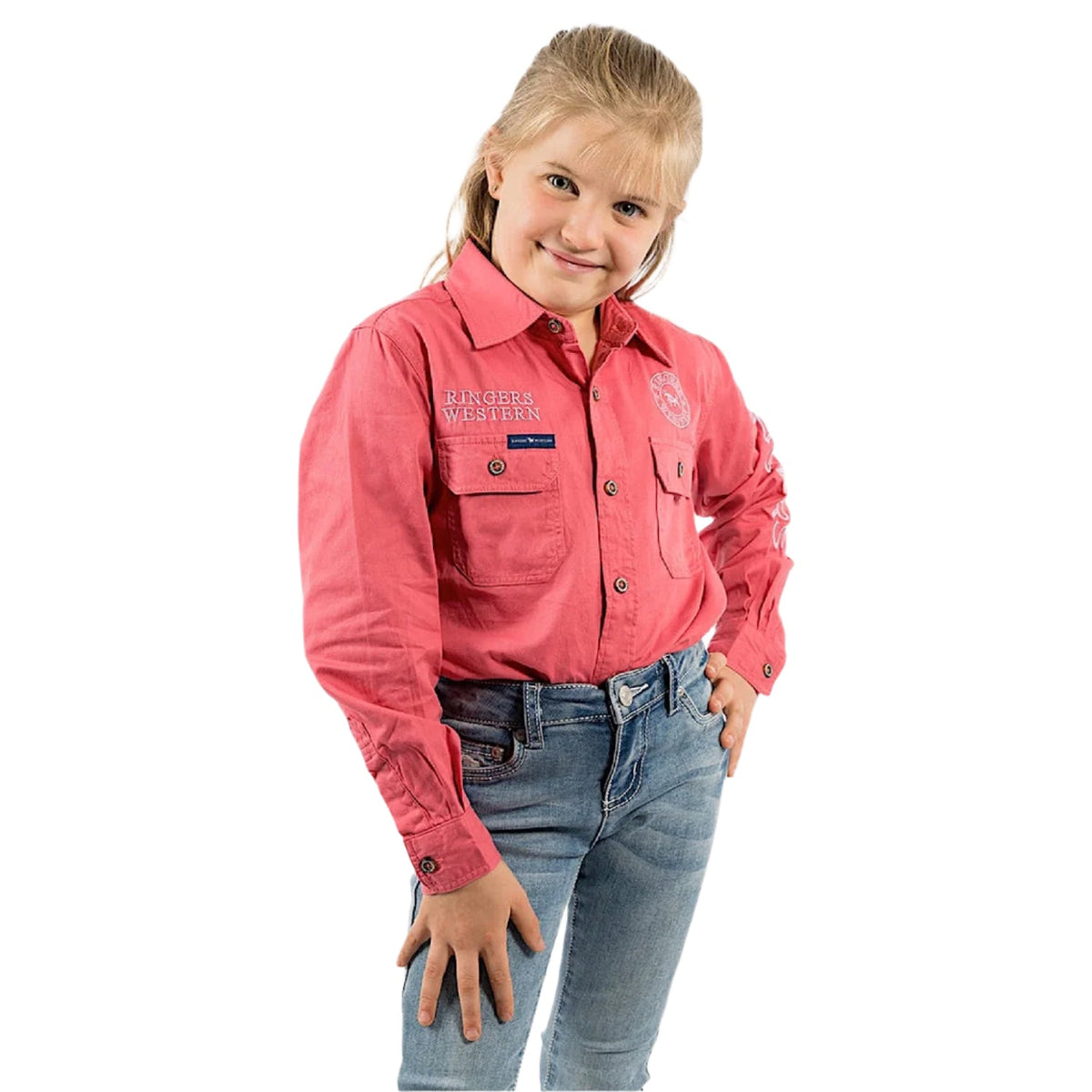 Ringers Western Kid’s Jackaroo Full Button Shirt - Camelia Rose/Ballet Pink