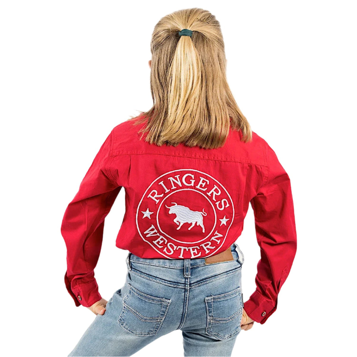 Ringers Western Kid’s Jackaroo Full Button Shirt - Dark Red / White