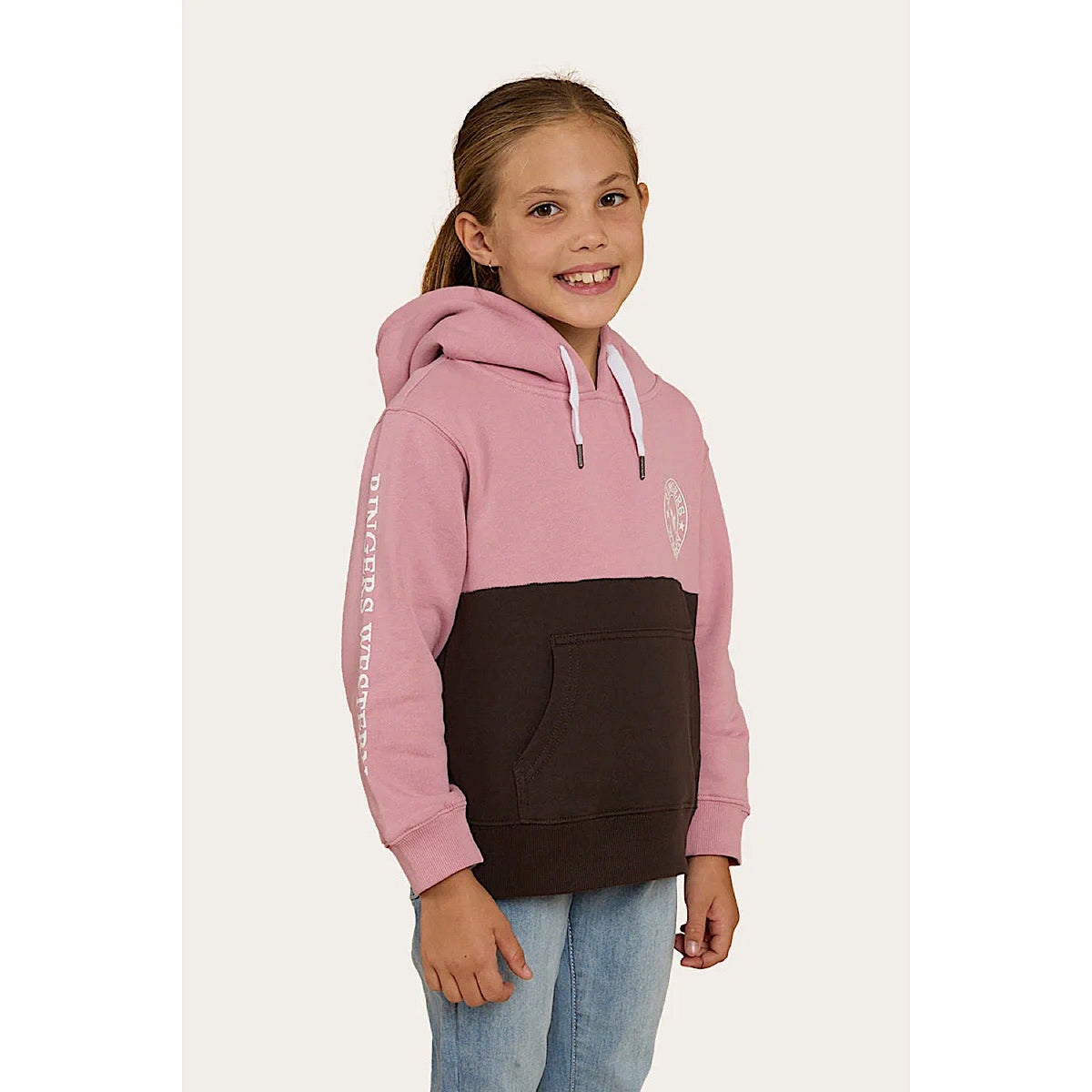 Ringers Western Kid’s Oakey Hoodie - Rosey/Charcoal