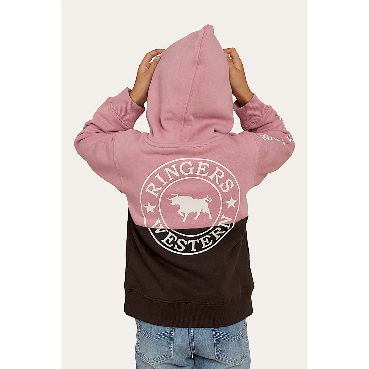 Ringers Western Kid’s Oakey Hoodie - Rosey/Charcoal