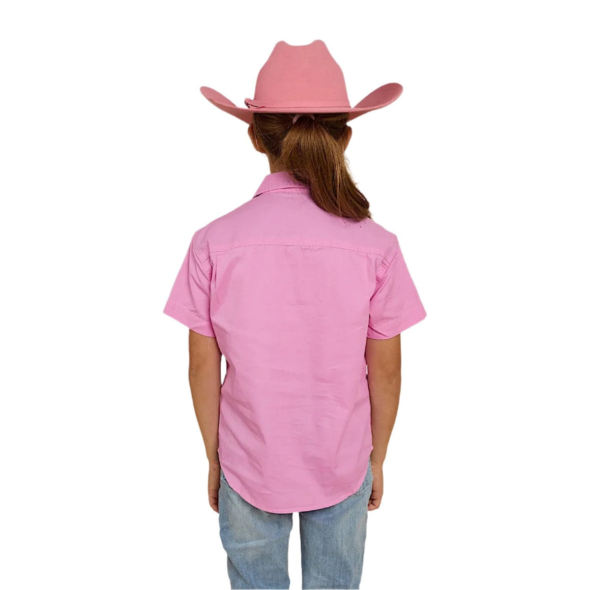 Ringers Western Kid’s Ord River Half Button Short Sleeve Shirt - Pastel Pink