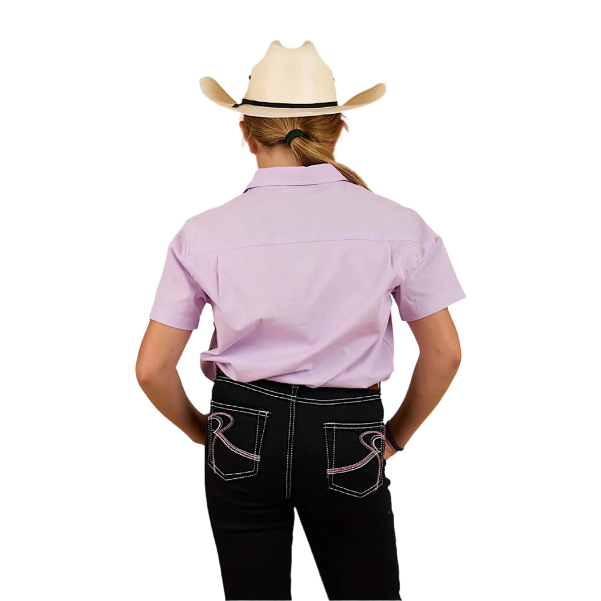 Ringers Western Kid’s Ord River Half Button Short Sleeve Shirt - Lavender
