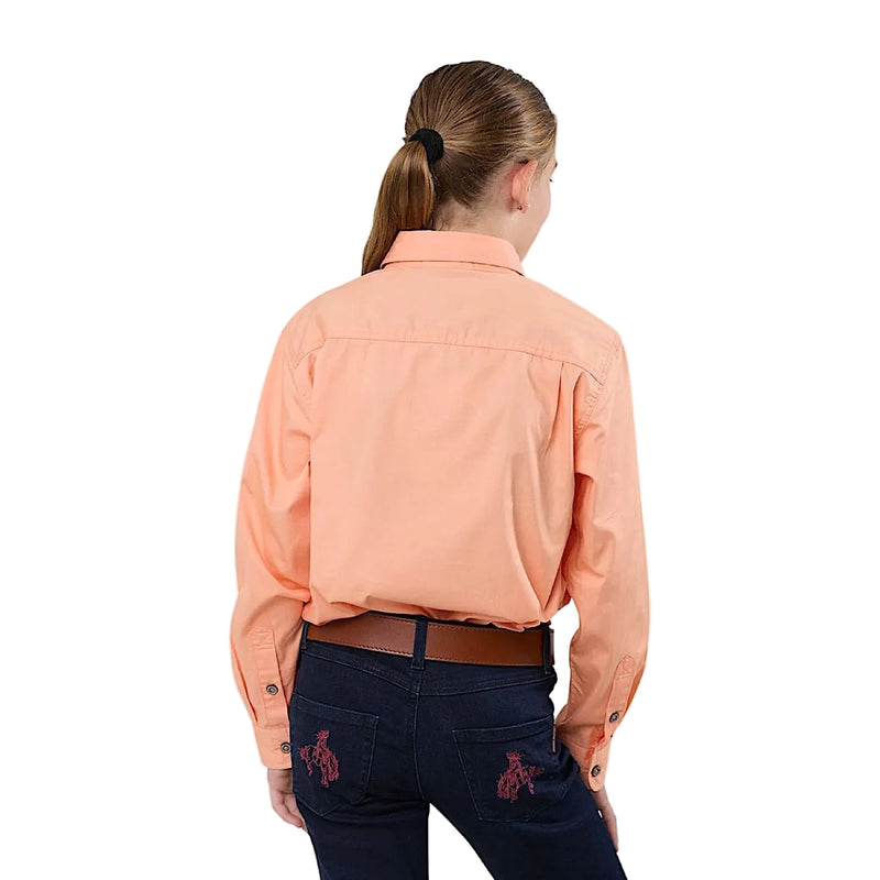 Ringers Western Kid’s Ord River Half Button Work Shirt - Apricot