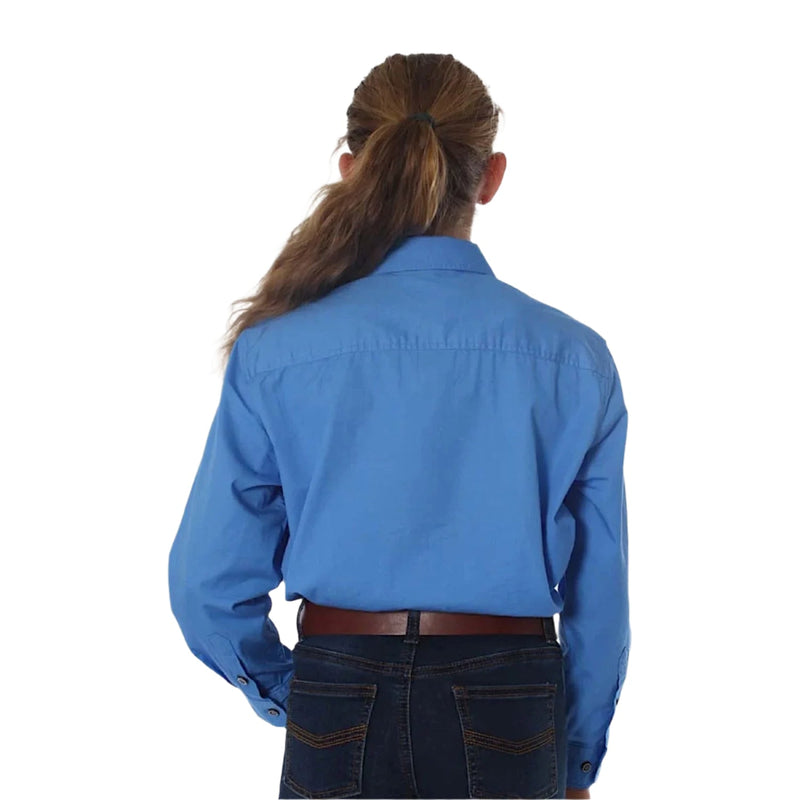 Ringers Western Kid’s Ord River Half Button Work Shirt - Blue