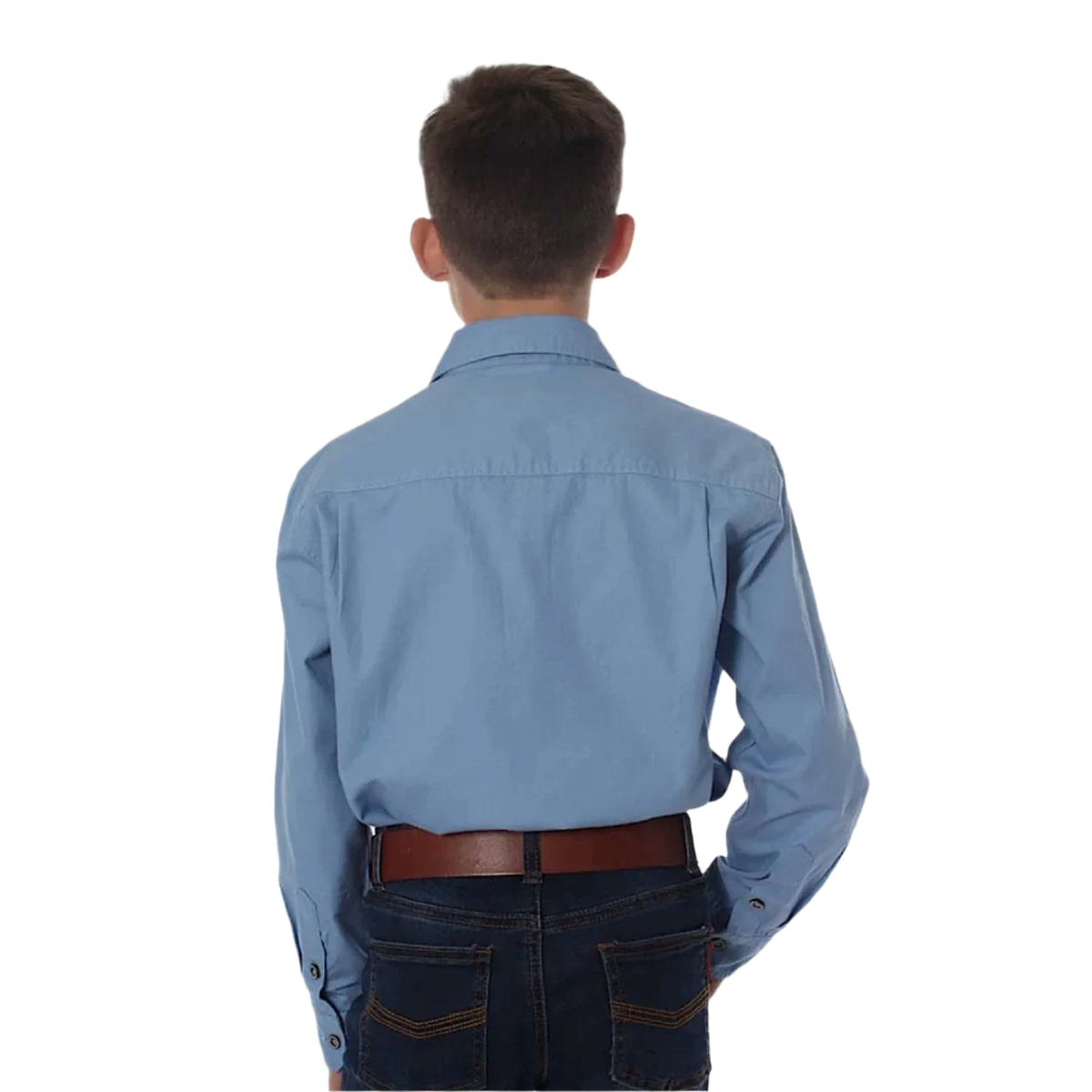 Ringers Western Kid’s Ord River Half Button Work Shirt - Denim Blue