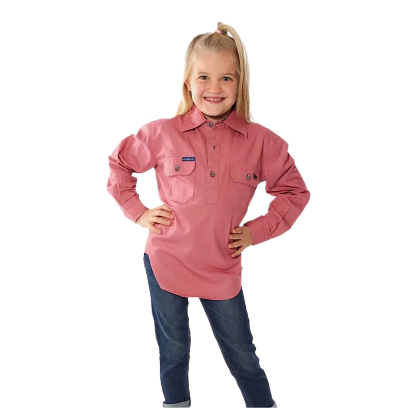 Ringers Western Kid’s Ord River Half Button Work Shirt - Dusty Rose