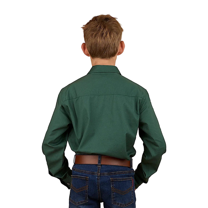 Ringers Western Kid’s Ord River Half Button Work Shirt - Pine