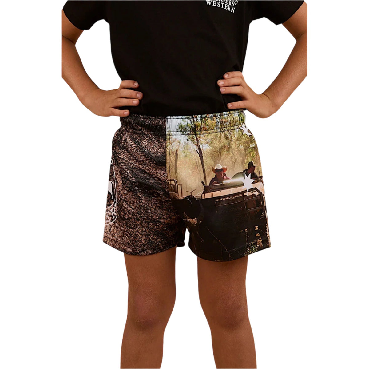Ringers Western Kid’s Out Bush Footy Short - Black/Multi