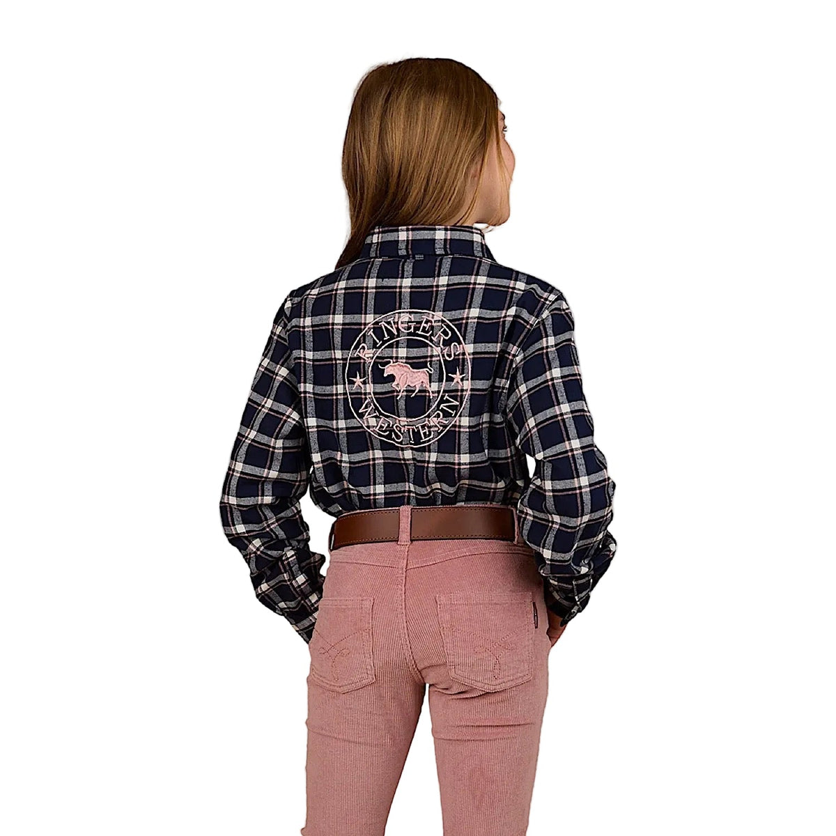 Ringers Western Kid’s Rory Flannel Shirt - Navy/Pink