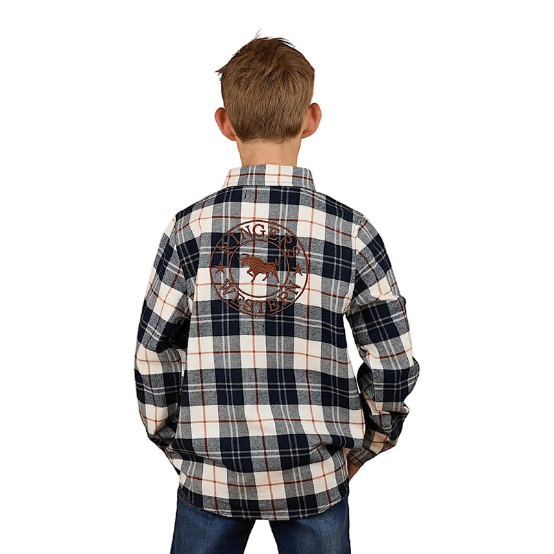 Ringers Western Kid’s Rory Flannel Shirt - Navy/Tabacco
