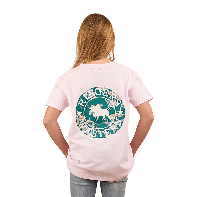 Ringers Western Kid’s Signature Bull Classic Fit T-Shirt - Barely Pink/Floral