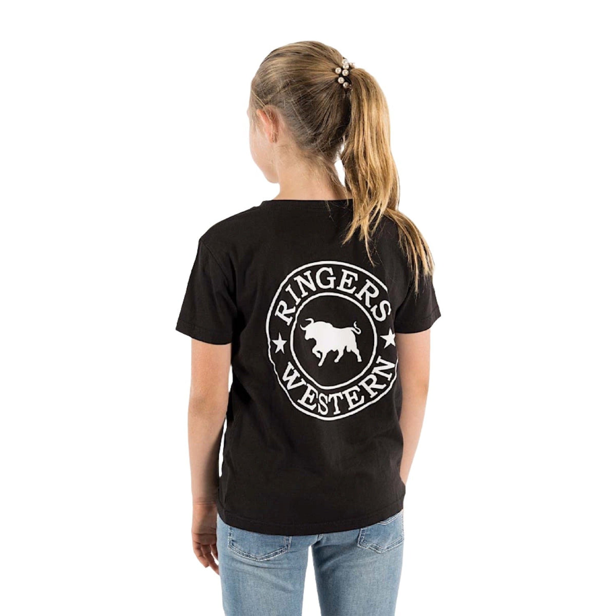 Ringers Western Kid’s Signature Bull Classic Fit T-Shirt - Black With White Print