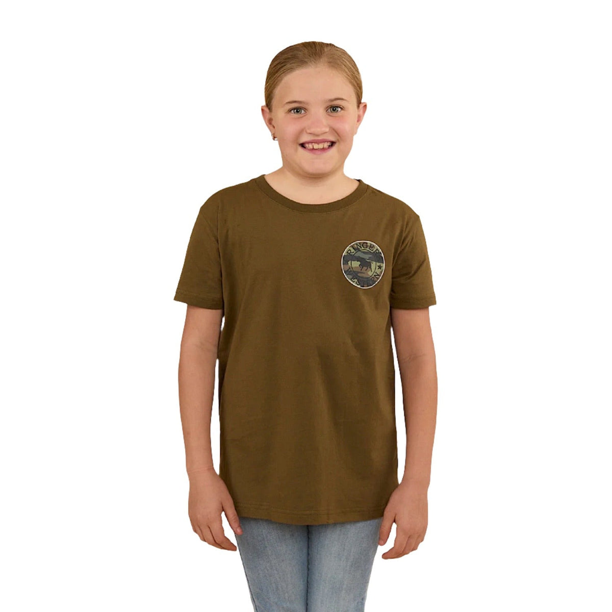 Ringers Western Kid’s Signature Bull Classic Fit T-Shirt - Military Green / Camo