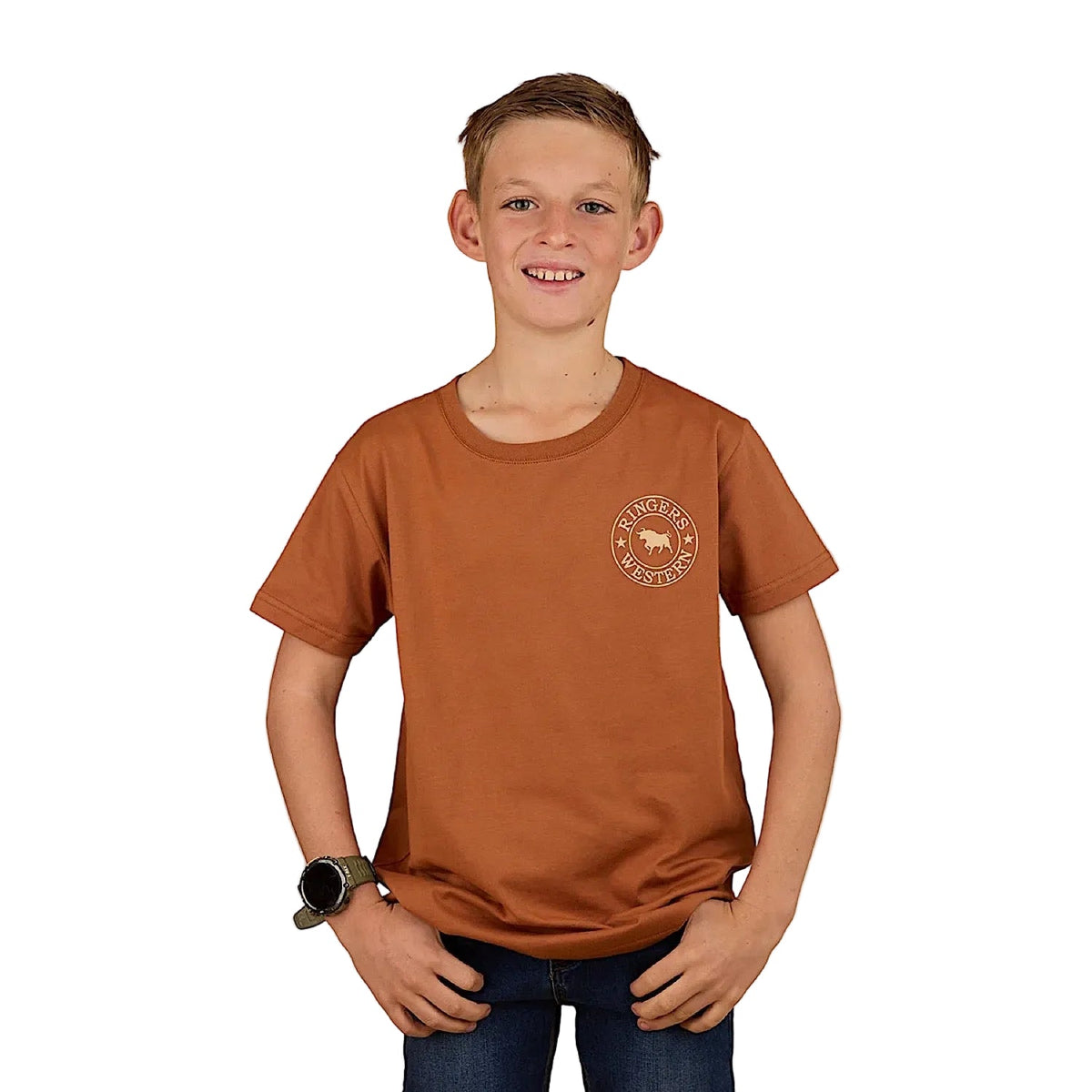 Ringers Western Kid’s Signature Bull Classic Fit T-Shirt - Tobacco/Dark Sand