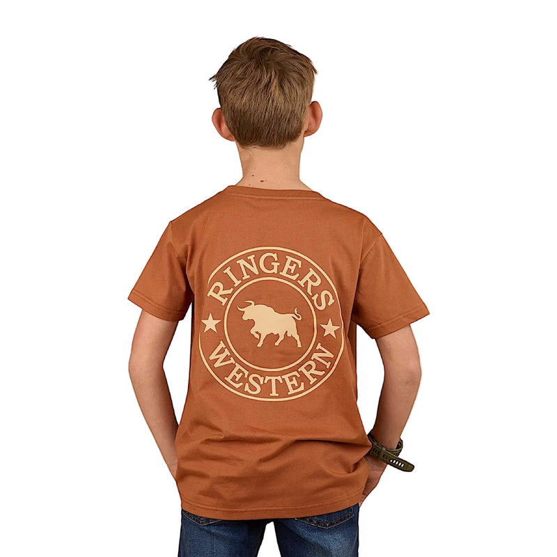 Ringers Western Kid’s Signature Bull Classic Fit T-Shirt - Tobacco/Dark Sand