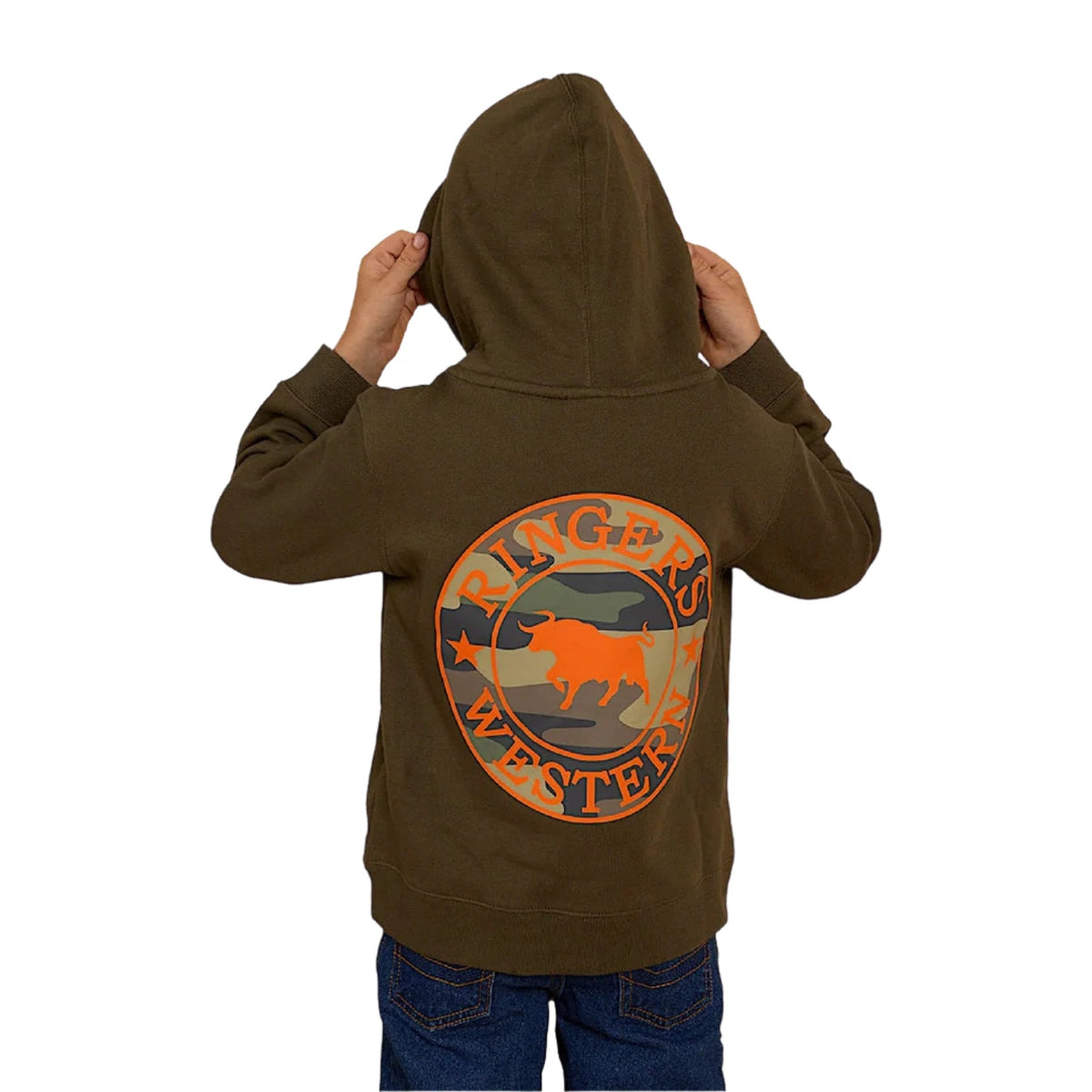 Ringers Western Kids Signature Bull Hoodie - Military Green/Camo