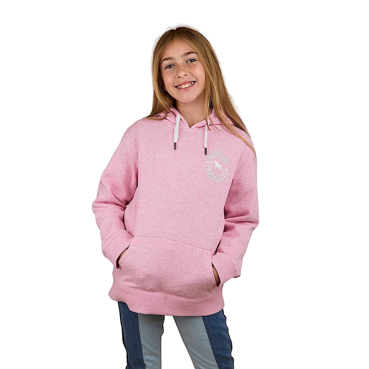 Ringers Western Kids Signature Bull Hoodie - Pink Marle