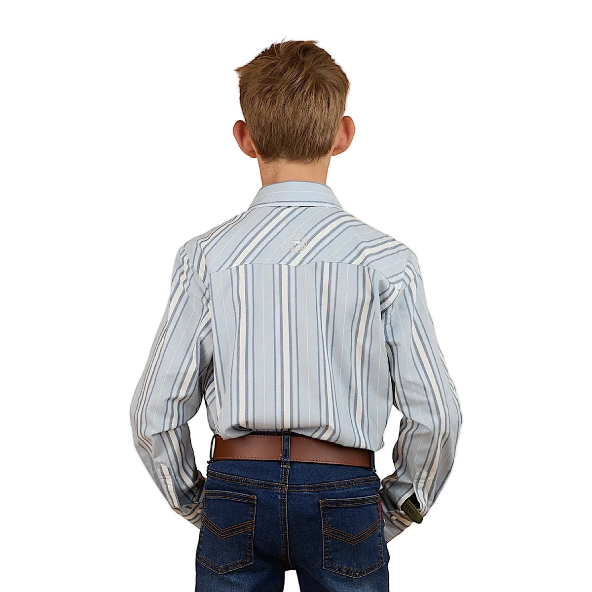 Ringers Western Kid’s Station Western Shirt - Off White/Dusty Blue