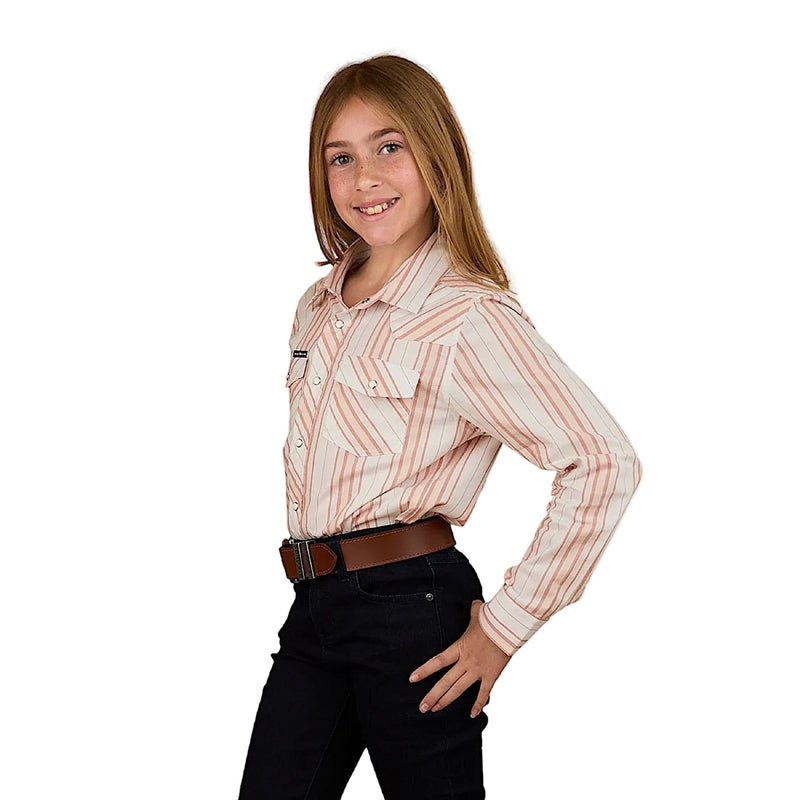 Ringers Western Kid’s Station Western Shirt - Off White/Pink