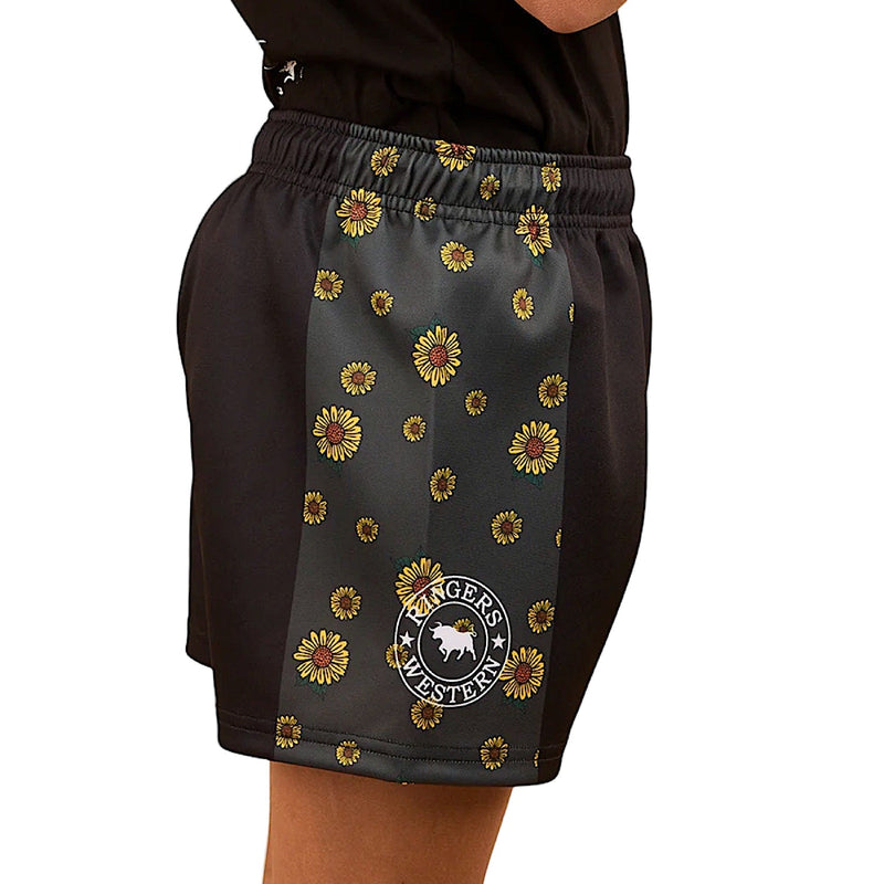 Ringers Western Kid’s Sunflower Footy Short - Black/Multi