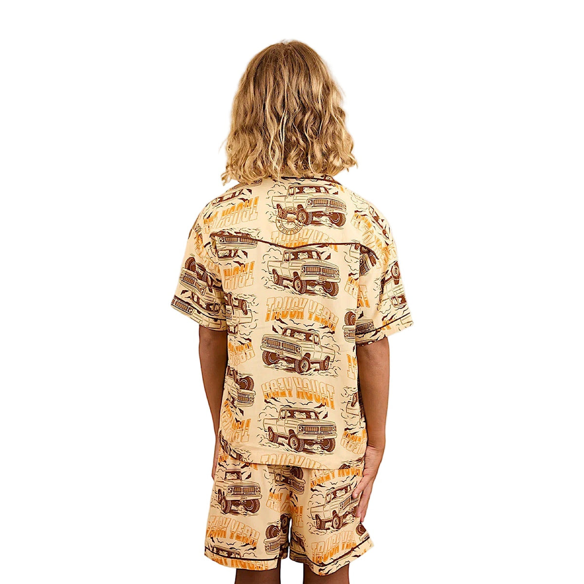 Ringers Western Kid’s Truck Yeah Short Pyjama Set - Dark Sand