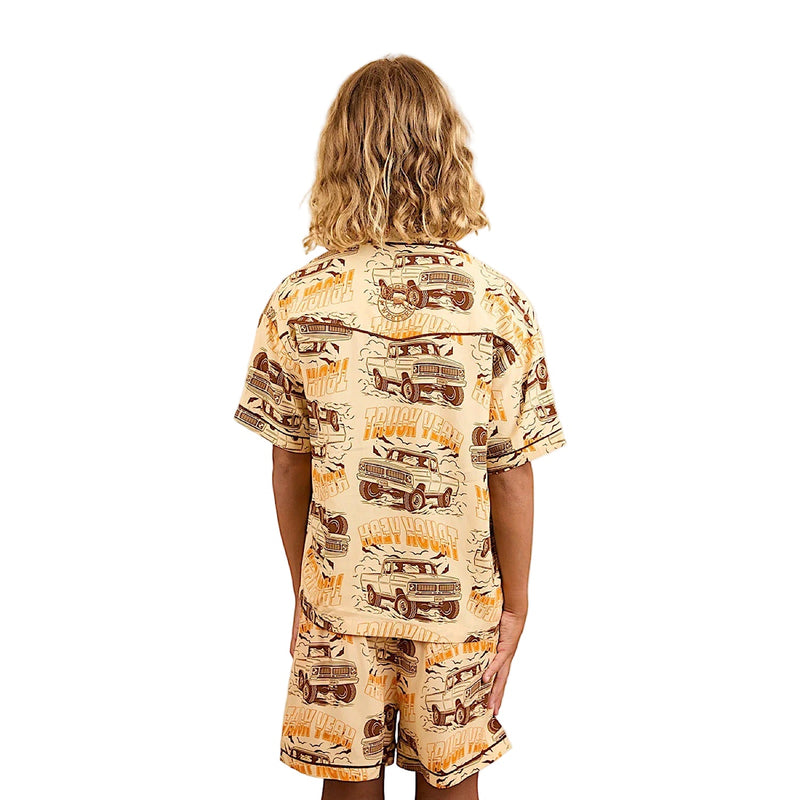 Ringers Western Kid’s Truck Yeah Short Pyjama Set - Dark Sand