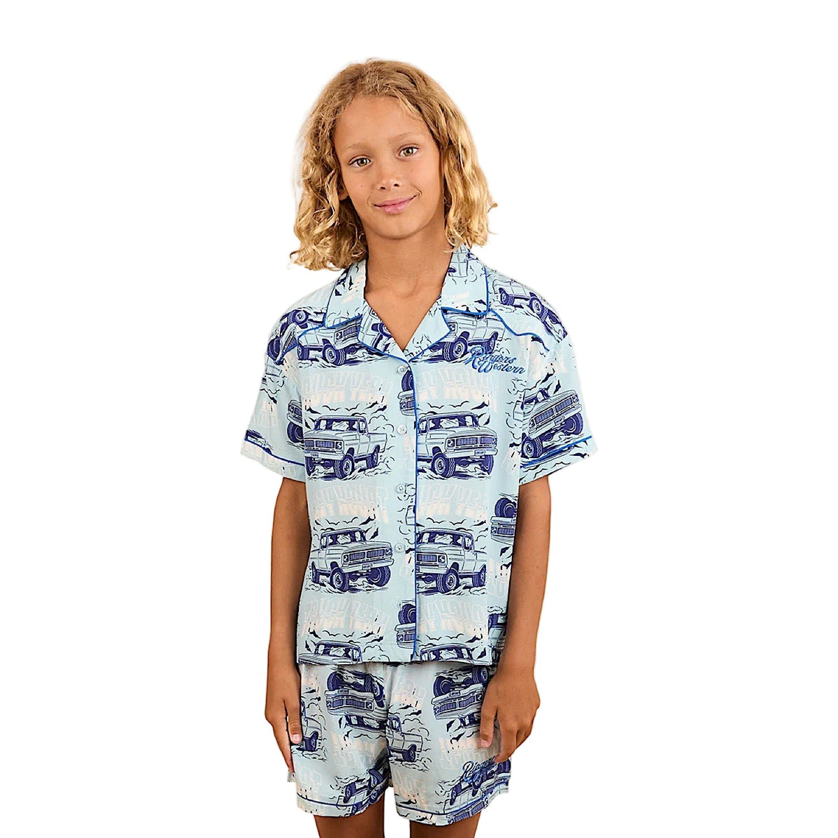 Ringers Western Kid’s Truck Yeah Short Pyjama Set - Light Blue