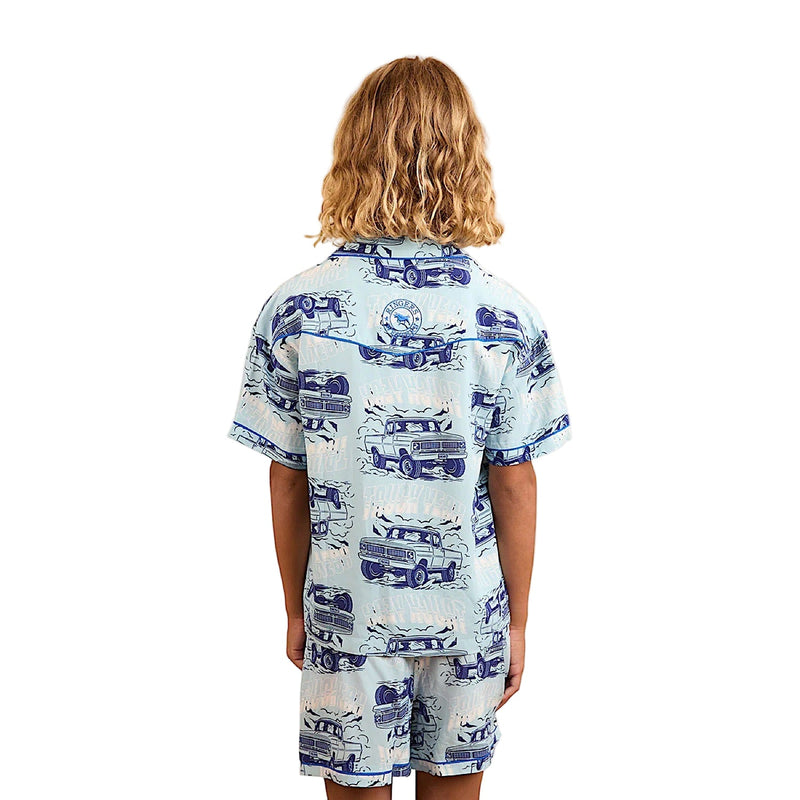 Ringers Western Kid’s Truck Yeah Short Pyjama Set - Light Blue