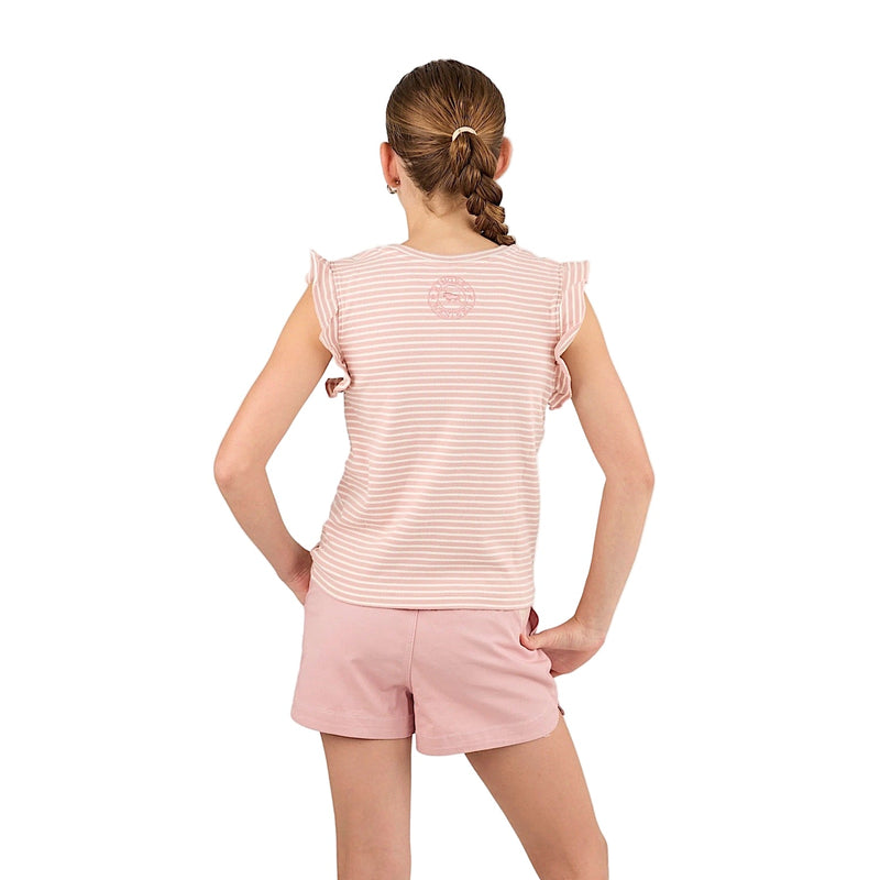 Ringers Western Kid’s Valentina Ribbed T-Shirt - Pink/White